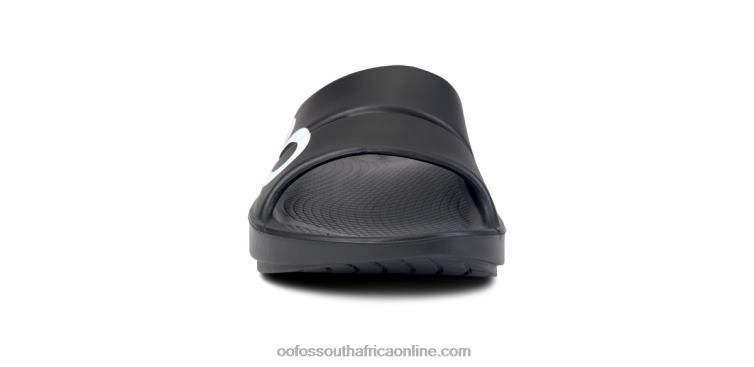 Black White 6882D110 Men\'s OOahh Sport Slide Sandal OOFOS