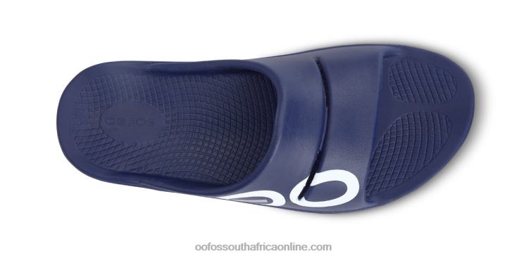 Navy White 6882D137 Men\'s OOahh Sport Slide Sandal OOFOS