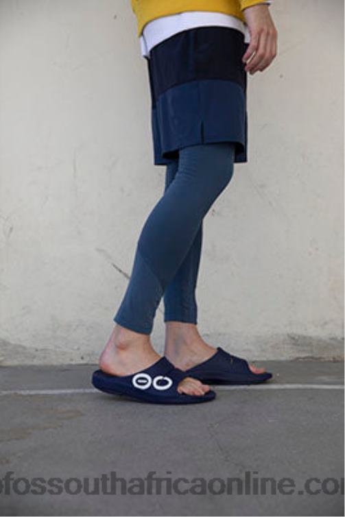 Navy White 6882D137 Men\'s OOahh Sport Slide Sandal OOFOS