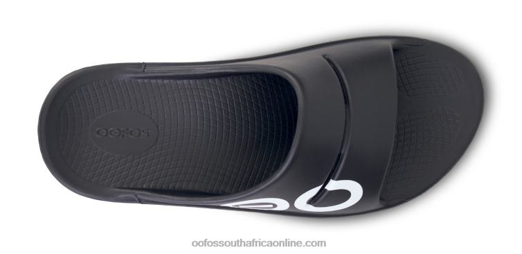 Black White 6882D1 Women\'s OOahh Sport Slide Sandal OOFOS